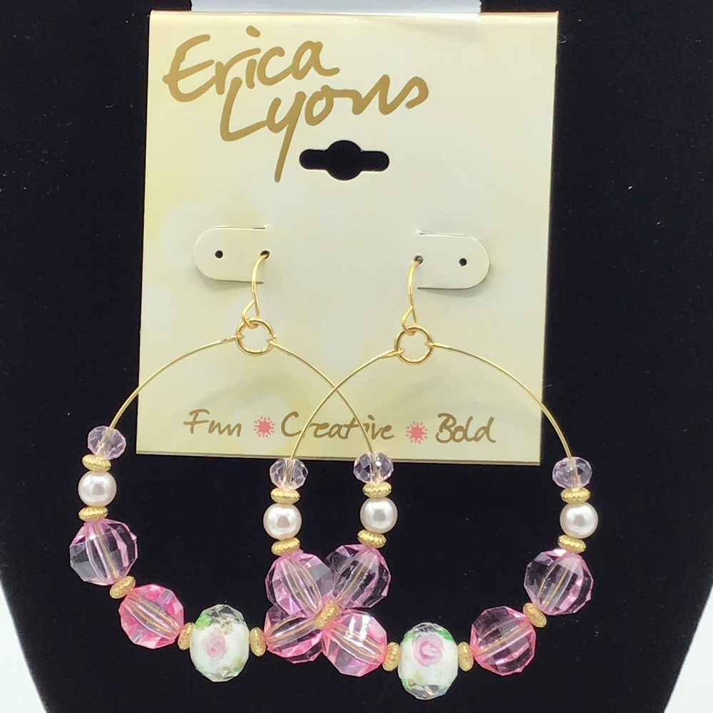 Erica‎ Lyons Pink Hoop Earrings